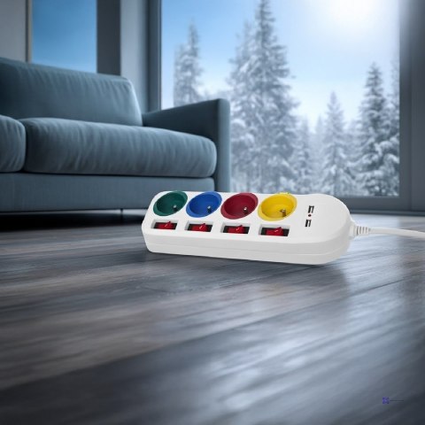 MACLEAN LISTWA ZASILAJĄCA 4 GNIAZDA 2XUSB MCE229W