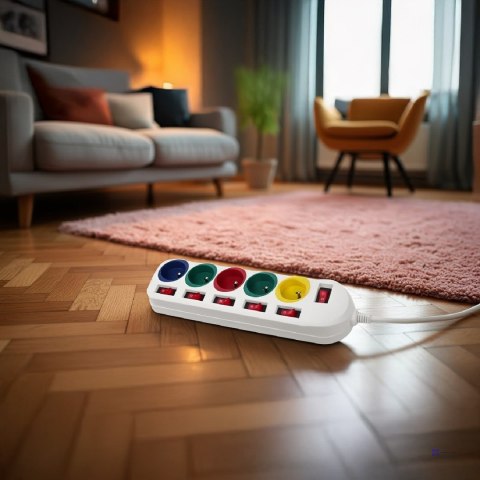 MACLEAN LISTWA ZASILAJĄCA 5 GNIAZD BIAŁA Z WŁĄCZNIKAMI MCE204M/W