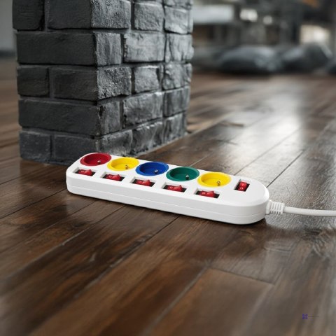 MACLEAN LISTWA ZASILAJĄCA 5 GNIAZD BIAŁA Z WŁĄCZNIKAMI MCE204M/W