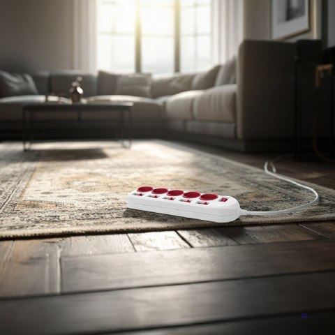 MACLEAN LISTWA ZASILAJĄCA 5 GNIAZD BIAŁA Z WŁĄCZNIKAMI MCE204R/W