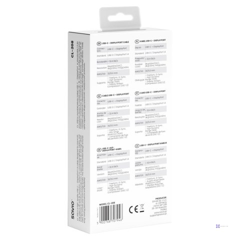 SAVIO KABEL USB-C - DISPLAYPORT 8K 2M 60HZ (DSC) CL-208