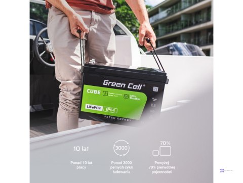 GREEN CELL AKUMULATOR LIFEPO4 CUBE 100AH 12V/12.8V 1280WH LFPGC12V100AH