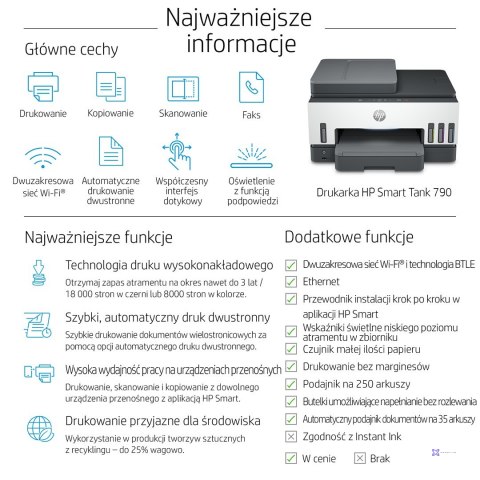 Urządzenie wielofunkcyjne HP Smart Tank 790 4WF66A (WYPRZEDAŻ)