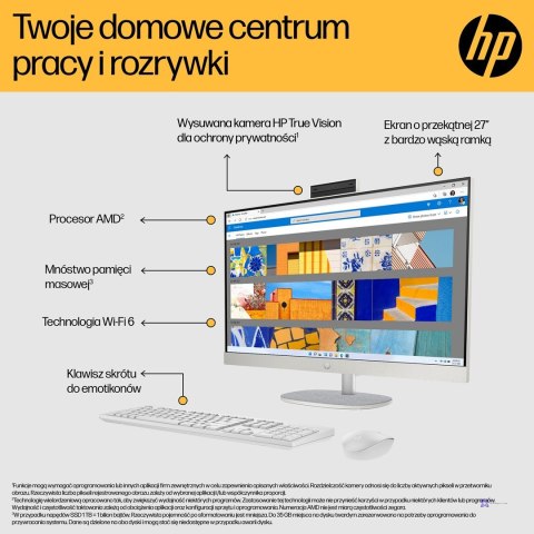 HP 27-cr0222nw AIO Ryzen 7 7730U 27.0"FHD IPS AG 300nits 16GB DDR4 SSD512 Radeon 680M LAN Win11 2Y Shell White