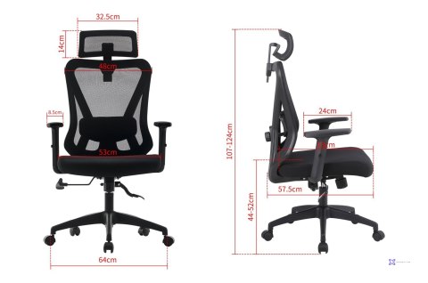 Ergonomiczny fotel biurowy ACTIVEJET T5 czarny (OUTLET)