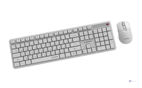 GEMBIRD BEZPRZEWODOWY ZESTAW KLAWIATURY + MYSZ SILENT KEY PRO BUSINESS, BIAŁY, UKŁAD RU