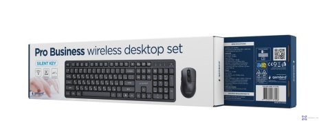 GEMBIRD BEZPRZEWODOWY ZESTAW KLAWIATURY +MYSZ SILENT KEY PRO BUSINESS, CZARNY, UKŁAD RU