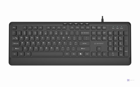 GEMBIRD KLAWIATURA PRZEWODOWA MULTIMEDIALNA SLIM, USB 5 KLAWISZY HOTKEYS, US LAYOUT, CZARNA