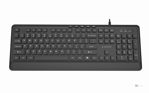 GEMBIRD KLAWIATURA PRZEWODOWA MULTIMEDIALNA SLIM, USB 5 KLAWISZY HOTKEYS, US LAYOUT, CZARNA