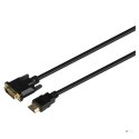 SAVIO KABEL HDMI 19PIN MĘSKI - DVI 18+1 MĘSKI 1,8M CZARNY ZŁOTE KOŃCÓWKI CL-212
