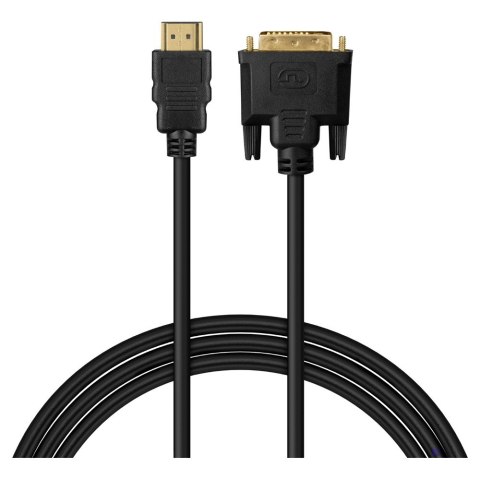 SAVIO KABEL HDMI 19PIN MĘSKI - DVI 18+1 MĘSKI 1,8M CZARNY ZŁOTE KOŃCÓWKI CL-212