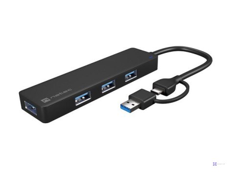 NATEC HUB USB-C 3.0 MAYFLY 4-PORTY + ADAPTER USB-A NHU-2023