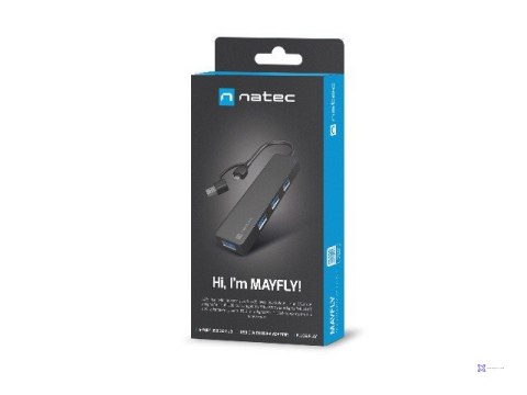 NATEC HUB USB-C 3.0 MAYFLY 4-PORTY + ADAPTER USB-A NHU-2023