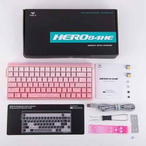 Klawiatura gasket HERO84 HE PINK+Gradient+Contour Dragon King switch RGB AULA
