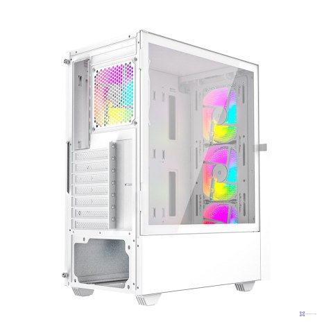 GEMBIRD OBUDOWA FORNAX 4000W MIDI-TOWER (2X USB 3.0, 1X USB 2.0, HD AUDIO, SZKLANY PANEL BOCZNY, PODŚWIETLENIE ARGB) BIAŁA