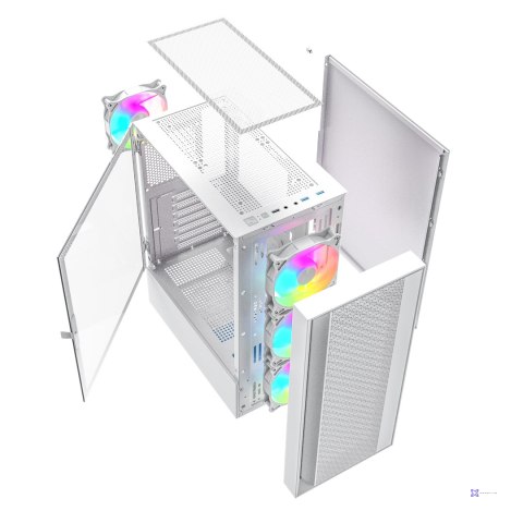 GEMBIRD OBUDOWA FORNAX 4000W MIDI-TOWER (2X USB 3.0, 1X USB 2.0, HD AUDIO, SZKLANY PANEL BOCZNY, PODŚWIETLENIE ARGB) BIAŁA
