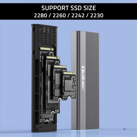 QOLTEC OBUDOWA NA DYSK SSD M.2 | SATA | NGFF | USB-C | SUPER SPEED | 2TB | SZARY (OUTLET)