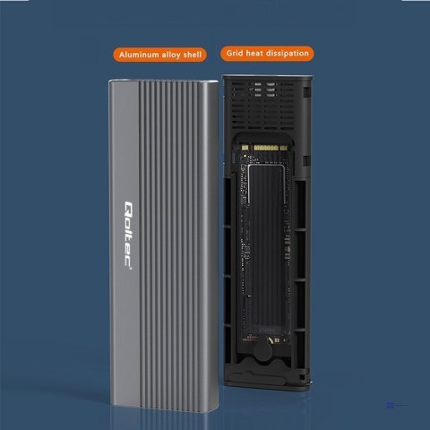 QOLTEC OBUDOWA NA DYSK SSD M.2 | SATA | NGFF | USB-C | SUPER SPEED | 2TB | SZARY (OUTLET)