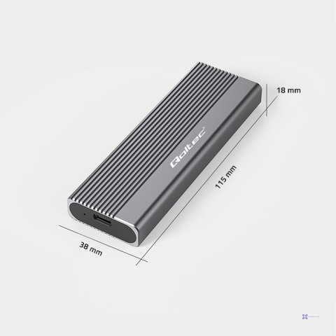 QOLTEC OBUDOWA NA DYSK SSD M.2 | SATA | NGFF | USB-C | SUPER SPEED | 2TB | SZARY (OUTLET)