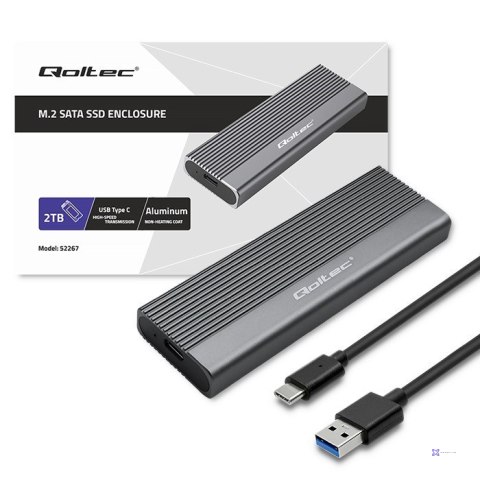 QOLTEC OBUDOWA NA DYSK SSD M.2 | SATA | NGFF | USB-C | SUPER SPEED | 2TB | SZARY (OUTLET)