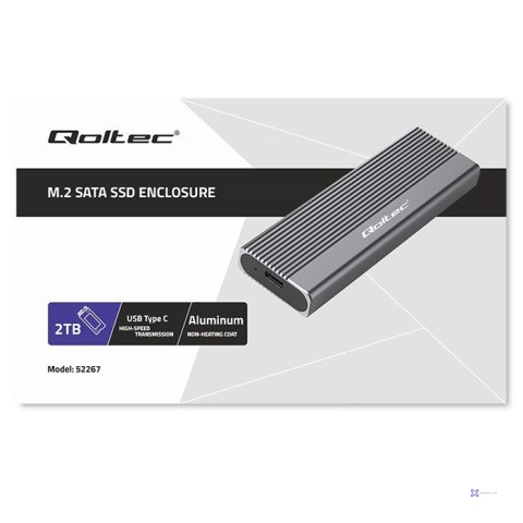 QOLTEC OBUDOWA NA DYSK SSD M.2 | SATA | NGFF | USB-C | SUPER SPEED | 2TB | SZARY (OUTLET)