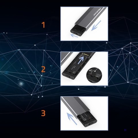 QOLTEC OBUDOWA NA DYSK SSD M.2 | SATA | NGFF | USB-C | SUPER SPEED | 2TB | SZARY (OUTLET)