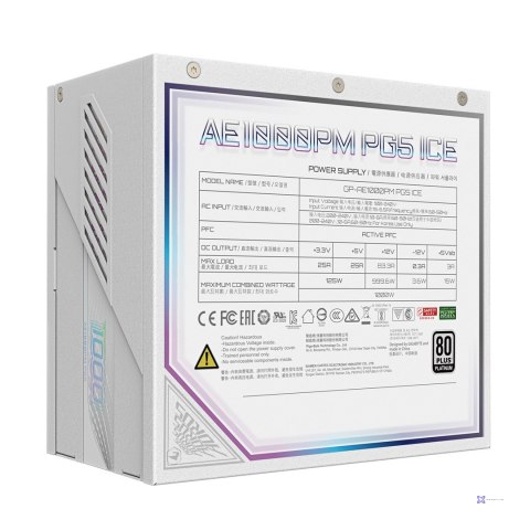 Zasilacz Gigabyte AORUS ELITE P1000W 80+ Platinum Modular PCIe 5.0 ICE (GP-AE1000PM PG5 ICE)