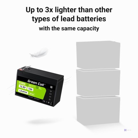 GREEN CELL AKUMULATOR LIFEPO4 CUBE 7AH 12V/12.8V 89.6WH LFPGC12V7AH