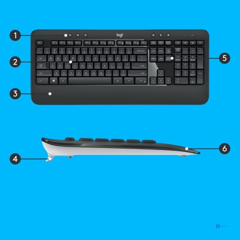 Zestaw klawiatura + mysz membranowa Logitech MK540 920-008685 (USB; kolor czarny; optyczna; 1000 DPI)