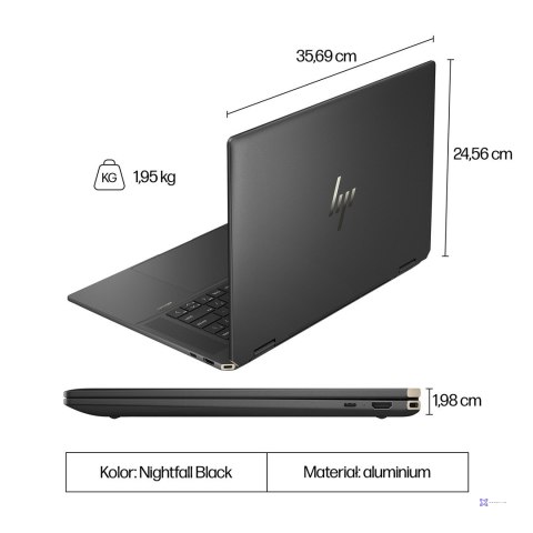 HP Spectre x360 16-aa0233nw Ultra 7 155H 16" 2.8K Touch OLED 120Hz AG 16GB DDR5 6400 SSD1TB RTX 4050_6GB Cam 9MP 83Wh W11Pro 2Y