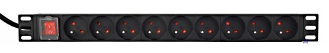 GEMBIRD LISTWA ZASILAJĄCA RACK 19" PDU 1U, 16A, 9X GNIAZDO FRENCH, WTYK FR, KABEL 2M