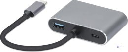 Hub USB Typ-C 4w1 USB 3.0 + PD 100W + HDMK 4k30Hz + VGA FullHD