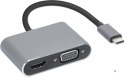 Hub USB Typ-C 4w1 USB 3.0 + PD 100W + HDMK 4k30Hz + VGA FullHD