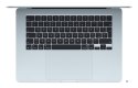 Apple MacBook Air 15,3"Retina 500nit M4 chip with 10-core CPU + 10-core GPU 16GB SSD512 2xTB4 BLKB 1Y Sky Blue (WYPRZEDAŻ)