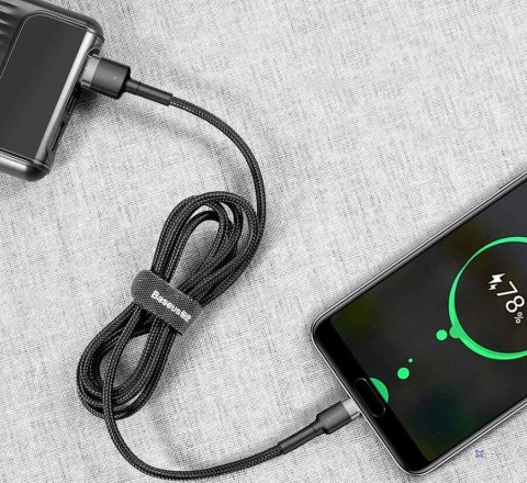 Kabel Baseus Cafule CATKLF-AG1 (USB 2.0 - USB typu C ; 0,50m; kolor ciemnoszary)