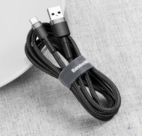 Kabel Baseus Cafule CATKLF-AG1 (USB 2.0 - USB typu C ; 0,50m; kolor ciemnoszary)
