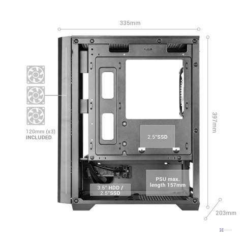 TACENS MARS MC-VECTOR 4xARGB USB-C mATX- obudowa/cases