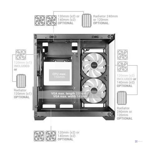 TACENS MARS MC-VIEW3 3xARGB USB-C mATX- obudowa/cases