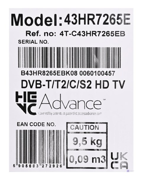 Telewizor SHARP 43HR7265E QLED 43" 4K Ultra HD Google TV Dolby Digital Plus DVB-T2 Czarny