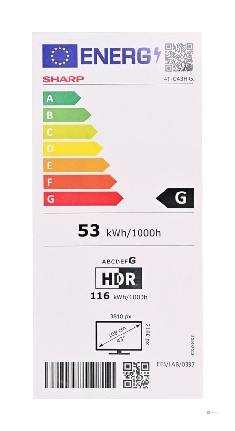Telewizor SHARP 43HR7265E QLED 43" 4K Ultra HD Google TV Dolby Digital Plus DVB-T2 Czarny