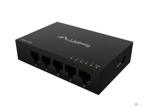 LANBERG SWITCH DSM1-1005 5X1GB/S NIEZARZĄDZALNY GIGABIT ETHERNET DESKTOP 12V (OBUDOWA METALOWA)