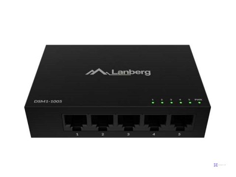 LANBERG SWITCH DSM1-1005 5X1GB/S NIEZARZĄDZALNY GIGABIT ETHERNET DESKTOP 12V (OBUDOWA METALOWA)