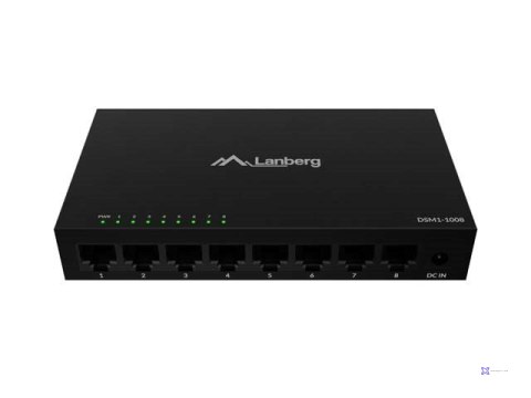 LANBERG SWITCH DSM1-1008 8X1GB/S NIEZARZĄDZALNY GIGABIT ETHERNET 12V (OBUDOWA METALOWA)