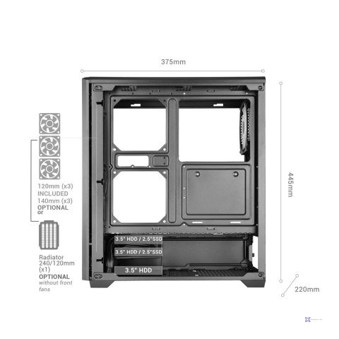 TACENS MARS MC-QUANTUM 3xFDB120+1xARGB120 USB-C ATX-obudowa/cases