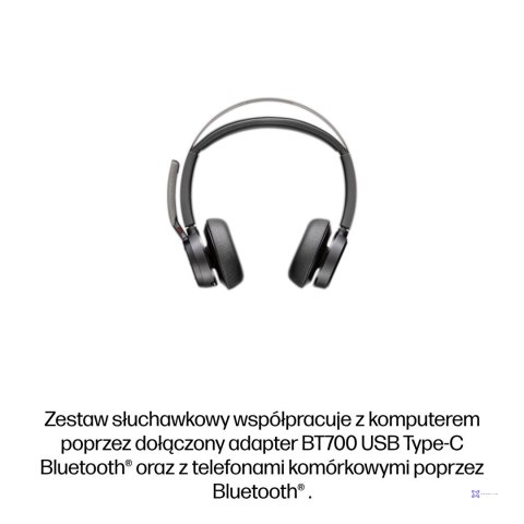 Słuchawki Poly Voyager Focus 2-M USB-C-C Headset USB-C/A Adapter Charging Stand No localization Retail Packaging
