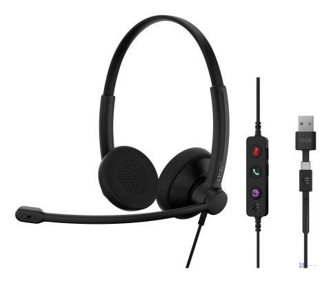 Słuchawki nauszne przewodowe EPOS IMPACT 100 MS Stereo USB-C + USB-A