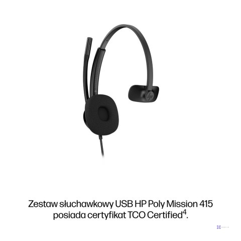 Słuchawki przewodowe HP Poly Mission 415 Monaural USB Wired Headset Classic