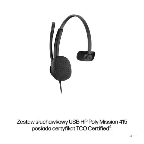 Słuchawki przewodowe HP Poly Mission 415 Monaural USB Wired Headset