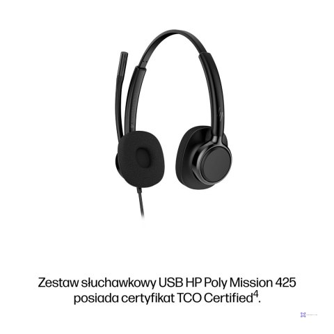 Słuchawki przewodowe HP Poly Mission 425 Stereo USB Wired Headset Classic