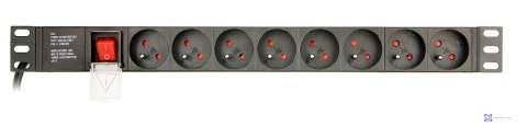 GEMBIRD LISTWA ZASILAJĄCA RACK 19" PDU EG-PDU-014-F 1U, 16A, 8X FRANCUSKIE GNIAZDO, WTYK SCHUKO, KABEL 3M